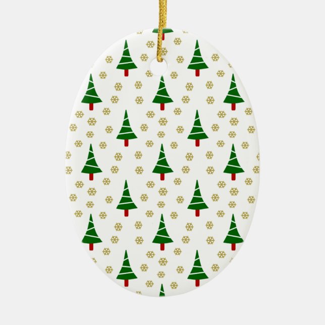 Niedlicher 579 Weihnachtsbaum und Schneeflocke Keramikornament (Vorne)
