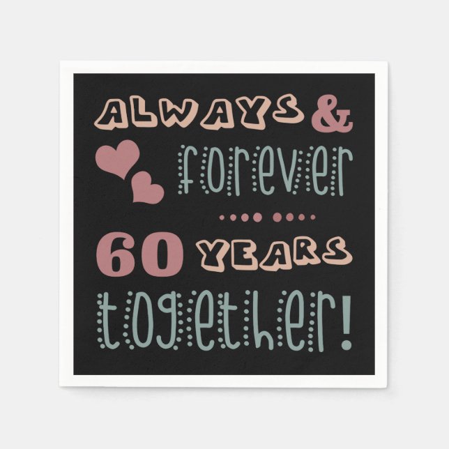 Niedlicher 60. Hochzeitstag Serviette (Vorderseite)