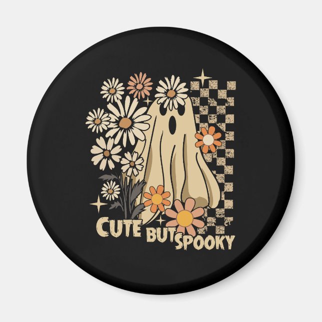 Niedlicher, aber Spooky Funny Floral Halloween Gho Magnet (Vorne)