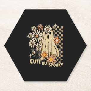 Niedlicher, aber Spooky Funny Floral Halloween Gho Untersetzer