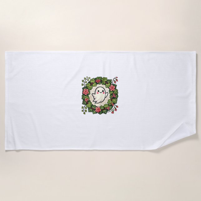 Niedlicher, aber spöttischer Ghost-Illustrations-T Strandtuch (Vorderseite)