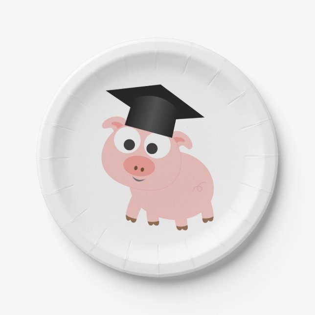 Niedlicher Abschluss Pig Pappteller (Vorderseite)