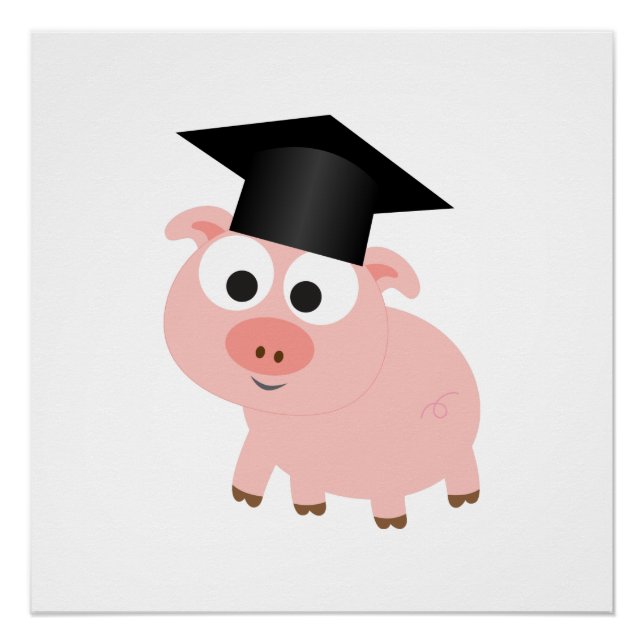 Niedlicher Abschluss Pig Poster (Vorderseite)