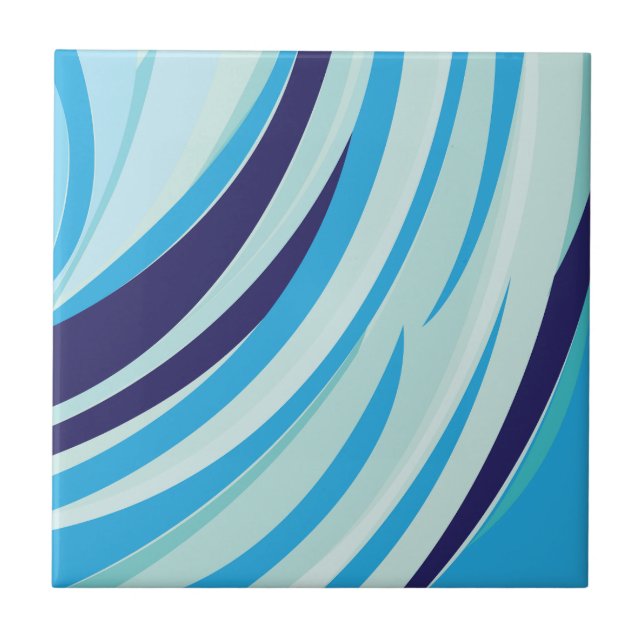 Niedlicher Abstrakter blauer Diagonalstreifen Fliese (Vorderseite)