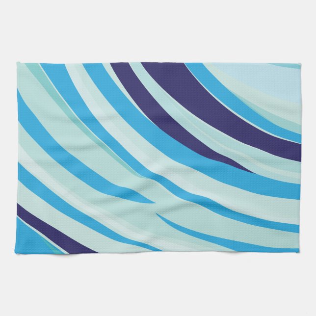 Niedlicher Abstrakter blauer Diagonalstreifen Geschirrtuch (Horizontal)