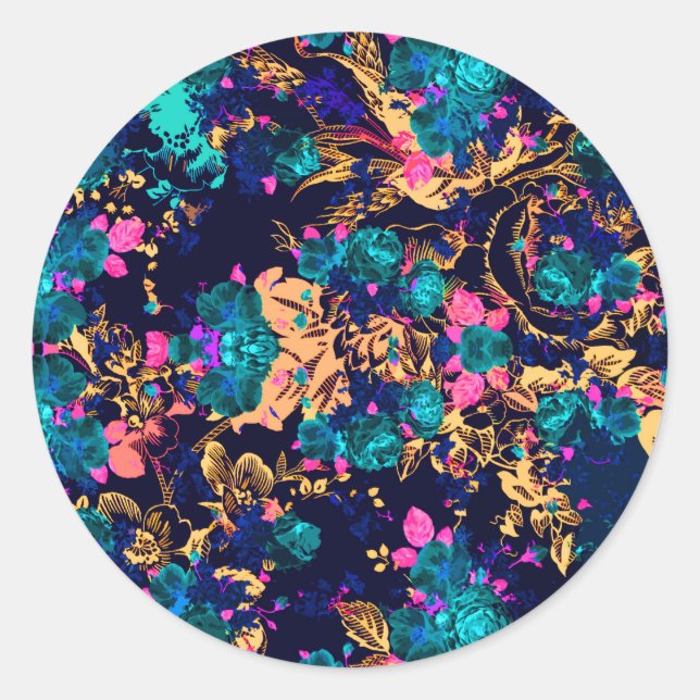 Niedlicher abstrakter Blume-Hintergrund Runder Aufkleber (Vorderseite)