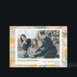 Niedlicher Abstrakter Marmor Swirl Pink Gold Foto Feiertagskarte<br><div class="desc">Whimsisches Marmormuster mit bunten Wirbel in Pastellrosa,  aquamarin und gold,  personalisiert mit Ihrem Foto,  Gruß und Namen.</div>
