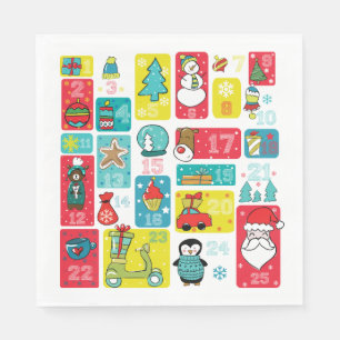 Niedlicher Adventkalender-Cartoon Serviette