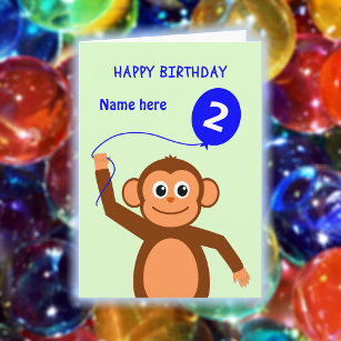 Niedlicher Affe aus dem zweiten Geburtstag: Name b Karte