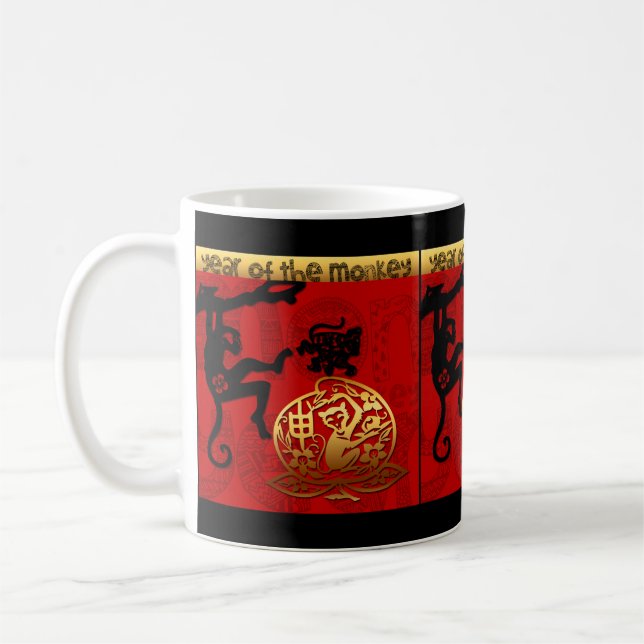 Niedlicher Affe-chinesische Tasse (Links)