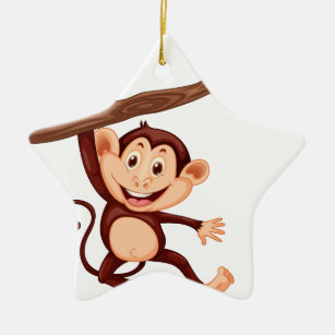 Niedlicher Affe, der an der Niederlassung hängt Keramik Ornament