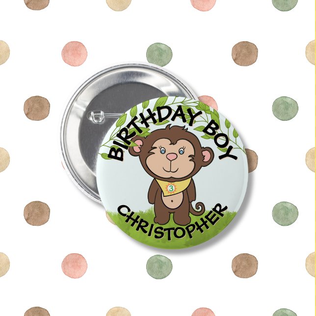 Niedlicher Affe Geburtstag Button (Von Creator hochgeladen)