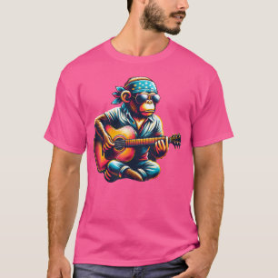 Niedlicher Affe Gitarrenaffe Affen Musikermusik T-Shirt