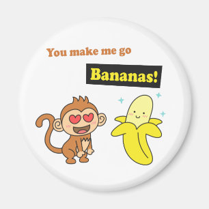 Niedlicher Affe Go Bananas Magnet