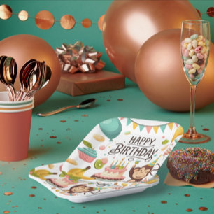 Niedlicher Affe Happy Birthday Party Cake Pappteller