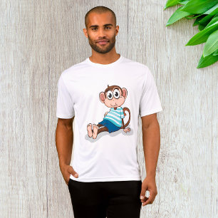 Niedlicher Affe in blau gestreiftem Hemd und Short T-Shirt