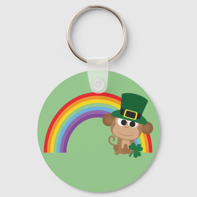 Niedlicher Affe Leprechaun Schlüsselanhänger (Vorderseite)