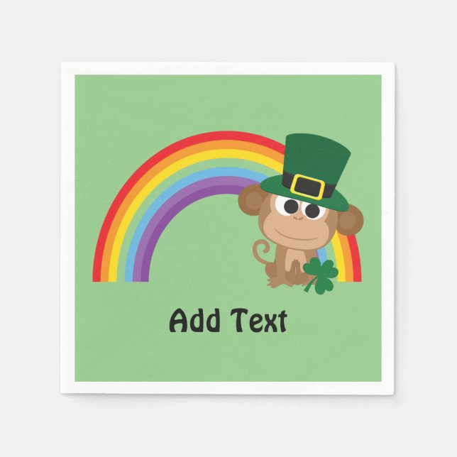 Niedlicher Affe Leprechaun Serviette (Vorderseite)