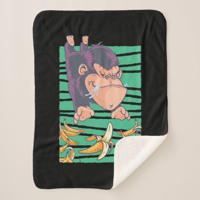 Niedlicher Affe mit Bananen Sherpadecke (Vorderseite)