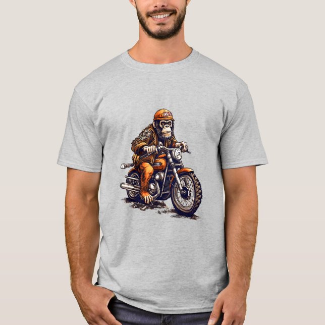 Niedlicher Affe mit einem Motorrad T-Shirt (Vorderseite)