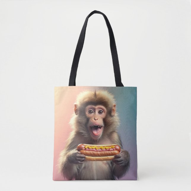 Niedlicher Affe mit Hotdog (Vorderseite)