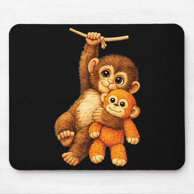 Niedlicher Affe Punch ausgestopfter Buddy Plüsch u Mousepad (Vorne)