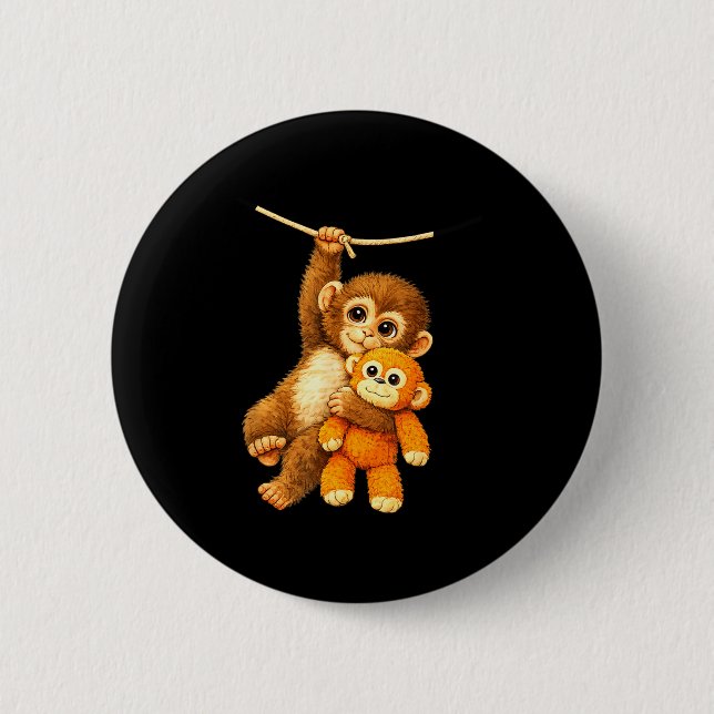 Niedlicher Affe schlägt Baby  Button (Vorderseite)
