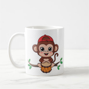 Niedlicher Affe Trommelspiel Tasse