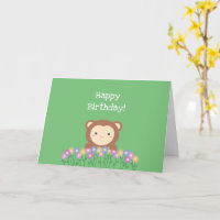 Niedlicher Affe und Blume feiern Geburtstag mit Gr