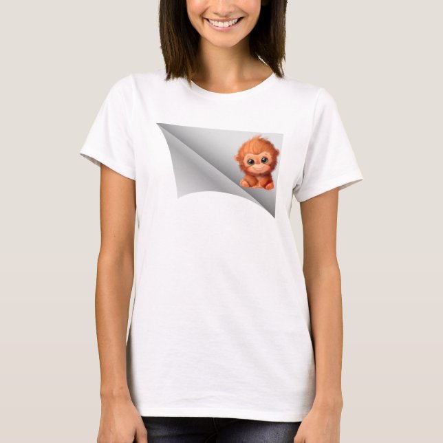 niedlicher Affe unter dem Pflaster T-Shirt (Vorderseite)