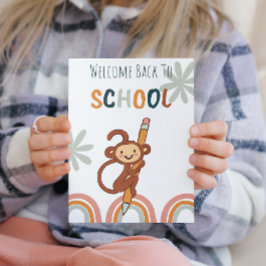 Niedlicher Affe zurück zur Schule Feiertagskarte