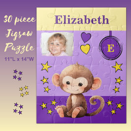 Niedlicher Affenname Foto Name lila Gelbe Kinder Puzzle