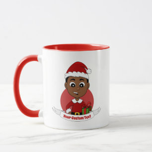 Niedlicher afrikanischer Weihnachtsjunge Cartoon Tasse