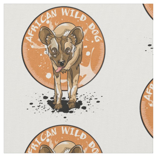 Niedlicher Afrikanischer Wildhund Stoff (Nahaufnahme)