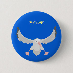 Niedlicher Albatross-Vogel mit Cartoon Button