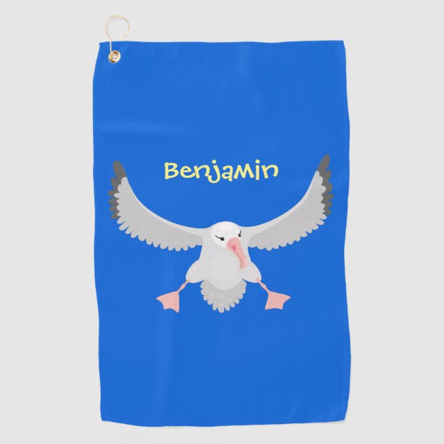 Niedlicher Albatross-Vogel mit Cartoon Golfhandtuch (Vorderseite)