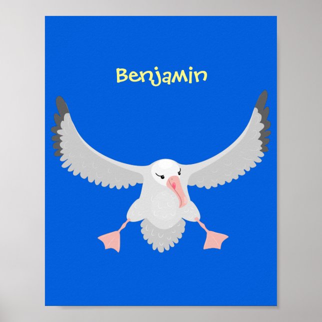 Niedlicher Albatross-Vogel mit Cartoon Poster (Vorne)