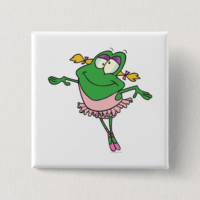 niedlicher alberner Ballerina-Ballet Froschfrosch Button (Vorderseite)