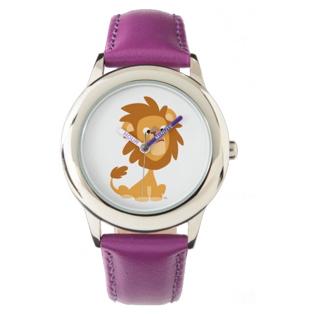 Niedlicher Alberner Cartoon Lion Watch Armbanduhr (Vorderseite)
