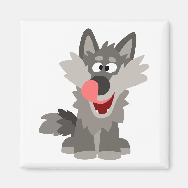 Niedlicher Alberner Cartoon Wolf Magnet (Vorne)