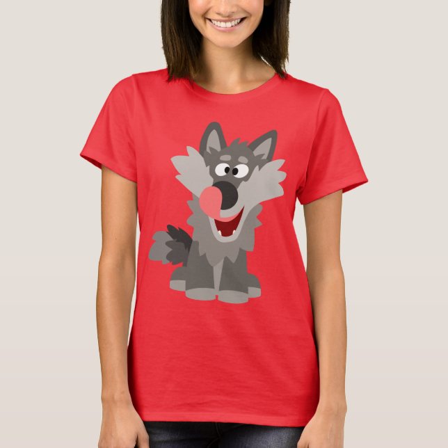 Niedlicher Alberner Cartoon Wolf Women T - Shirt (Vorderseite)