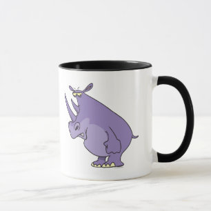 niedlicher alberner lila Rhinozeros-Cartoon Tasse
