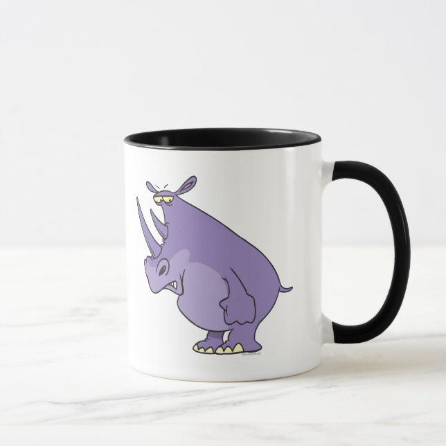 niedlicher alberner lila Rhinozeros-Cartoon Tasse (Rechts)