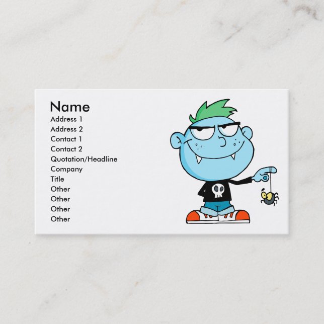 niedlicher, alberner, lustiger Vampir-Karikaturend Visitenkarte (Vorderseite)
