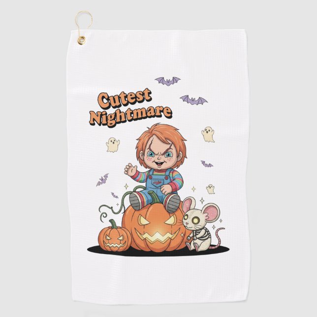 Niedlicher Albtraum Chucky Halloween Golfhandtuch (Vorderseite)