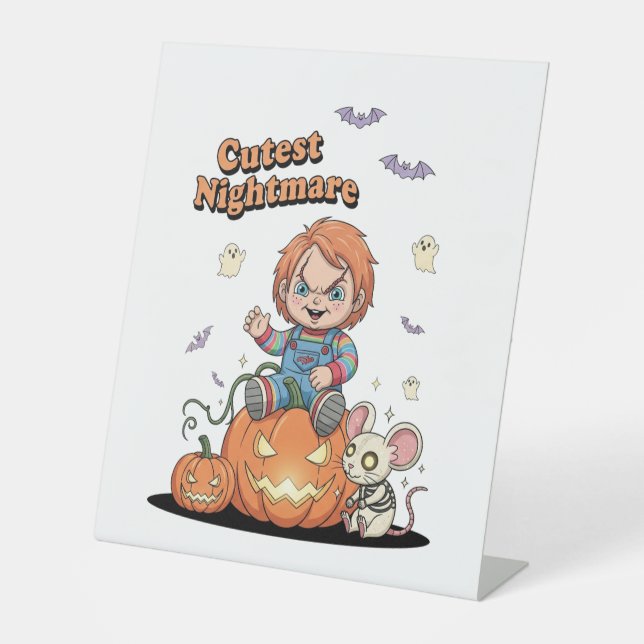 Niedlicher Albtraum Chucky Halloween Sockelschild (Vorderseite)