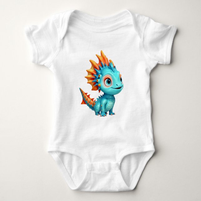 Niedlicher Alien-Drache, türkis - Baby Strampler (Vorderseite)