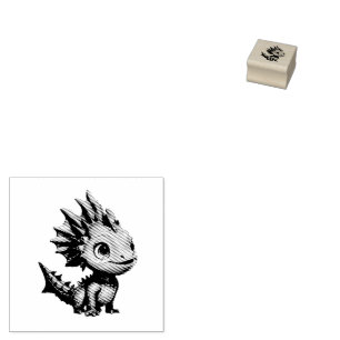 Niedlicher Alien-Drache, türkis - Gummistempel
