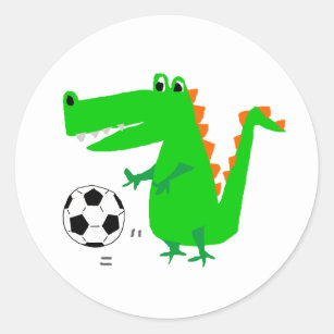 Niedlicher Alligator-Cartoon für Fußball-Aufkleber Runder Aufkleber