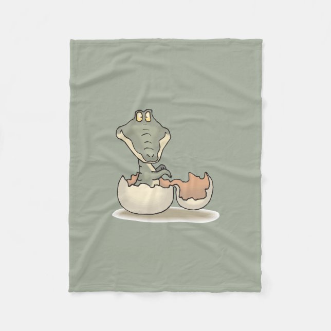 Niedlicher Alligator-Cartoon Hatching von Eggshell Fleecedecke (Vorderseite)